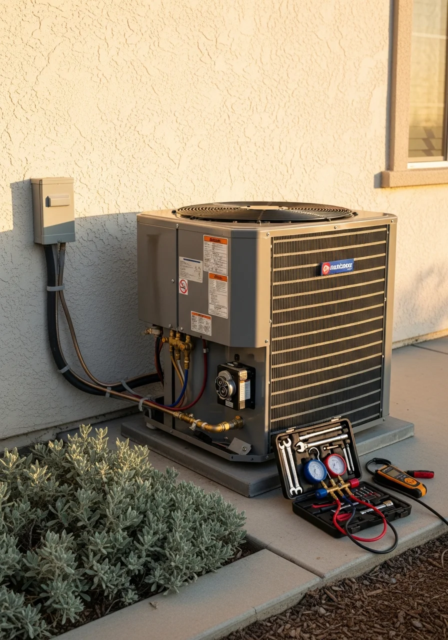 Modern HVAC unit installation in San Diego residential home with professional technician